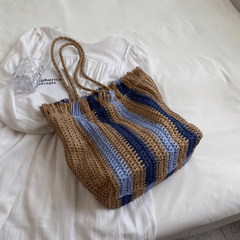Striped Tote Bag Lightweight Shoulder Handbag