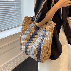Striped Tote Bag Lightweight Shoulder Handbag