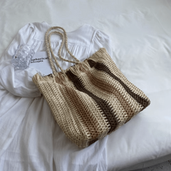 Striped Tote Bag Lightweight Shoulder Handbag