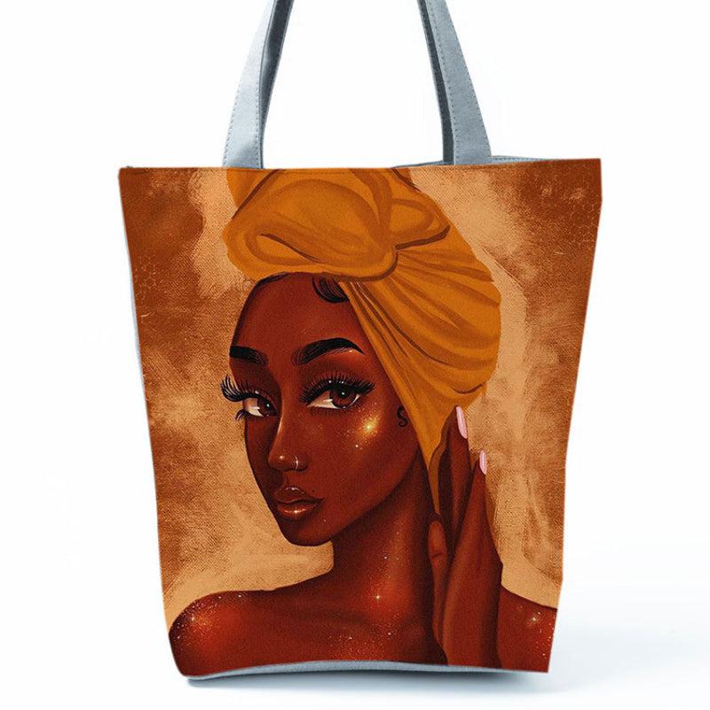 African Girl Printed Shoulder Bag Ladies Tote Bag Handbag