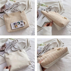 Women's Braided Tote Bag Travel Shoulder Handbag Vacation
