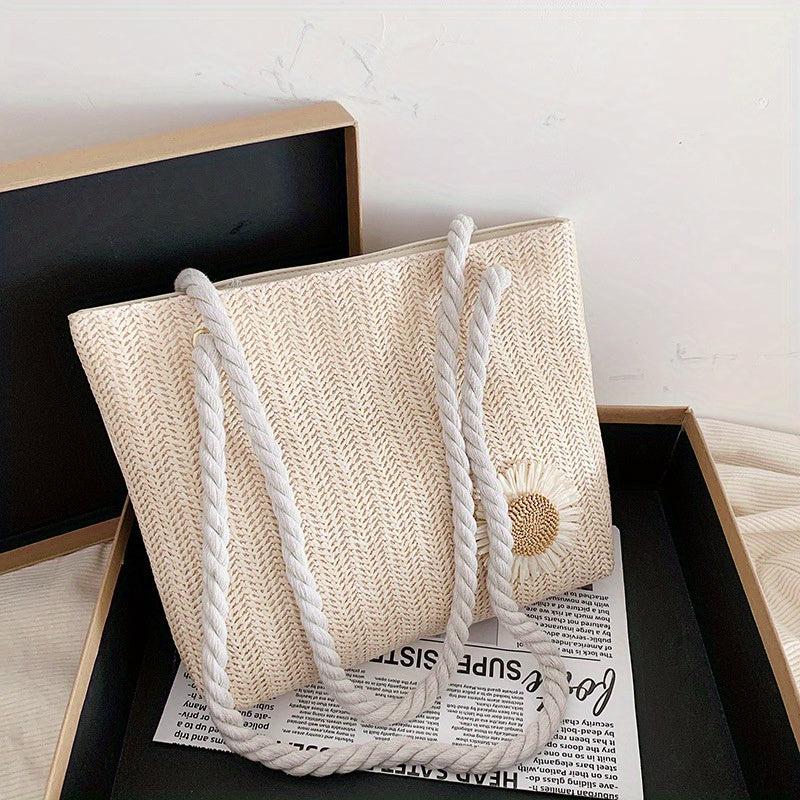 Women's Braided Tote Bag Travel Shoulder Handbag Vacation