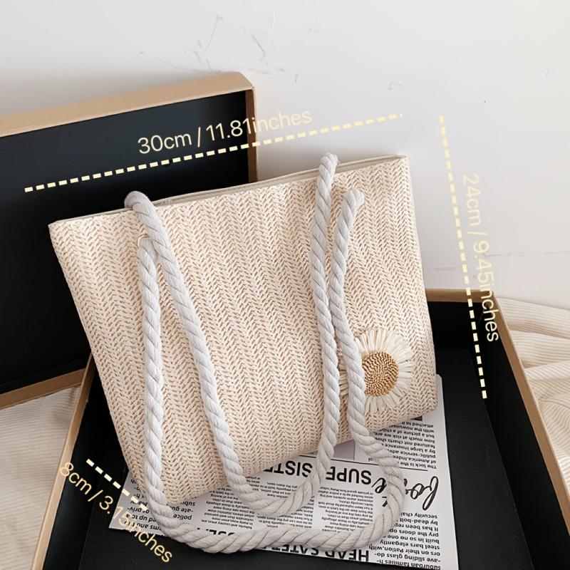 Women's Braided Tote Bag Travel Shoulder Handbag Vacation