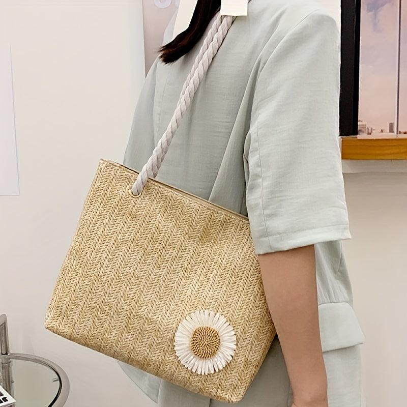 Women's Braided Tote Bag Travel Shoulder Handbag Vacation