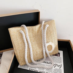 Women's Braided Tote Bag Travel Shoulder Handbag Vacation