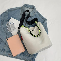 Braided Chain Canvas Tote Bag Lightweight Bucket Bag
