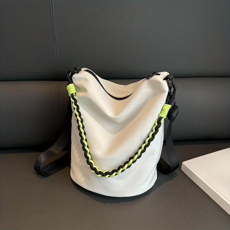 Braided Chain Canvas Tote Bag Lightweight Bucket Bag