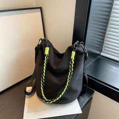 Braided Chain Canvas Tote Bag Lightweight Bucket Bag