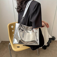 Solid Tote Shoulder Bag Stylish Minimalist Storage Bag Women's Bag