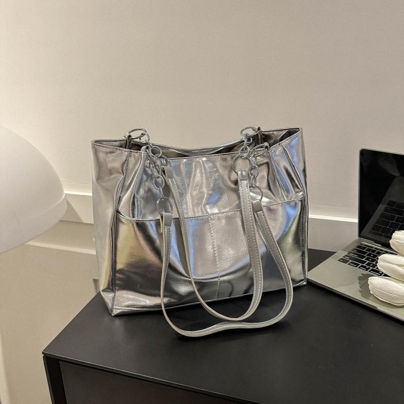 Solid Tote Shoulder Bag Stylish Minimalist Storage Bag Women's Bag