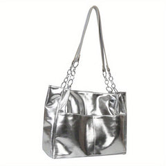 Solid Tote Shoulder Bag Stylish Minimalist Storage Bag Women's Bag