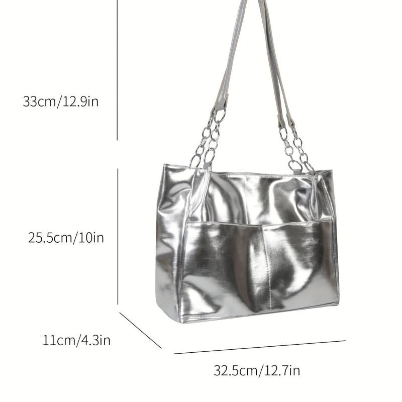 Solid Tote Shoulder Bag Stylish Minimalist Storage Bag Women's Bag