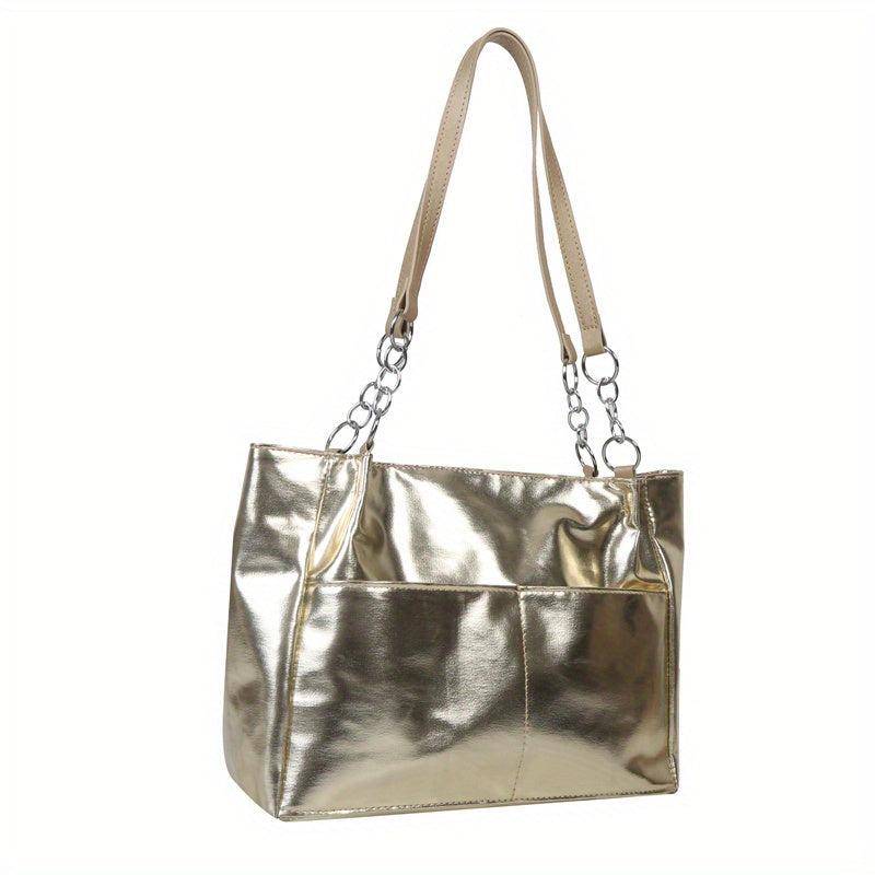 Solid Tote Shoulder Bag Stylish Minimalist Storage Bag Women's Bag