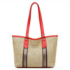 Straw Woven Tote Bag Beach Shopping Bag