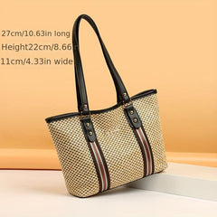 Straw Woven Tote Bag Beach Shopping Bag