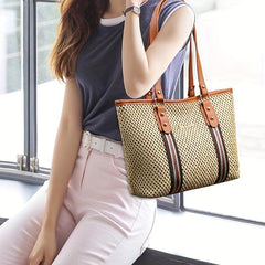 Straw Woven Tote Bag Beach Shopping Bag