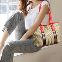 Straw Woven Tote Bag Beach Shopping Bag