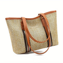 Straw Woven Tote Bag Beach Shopping Bag