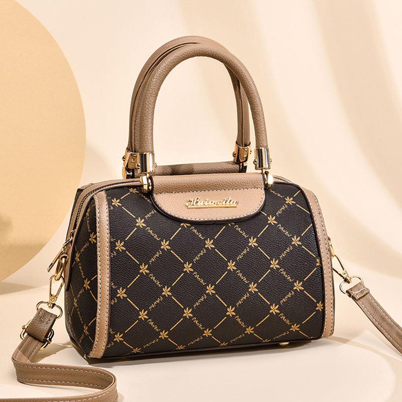 Plaid Pattern Classic Shoulder Bag with Zipper Portable Handle