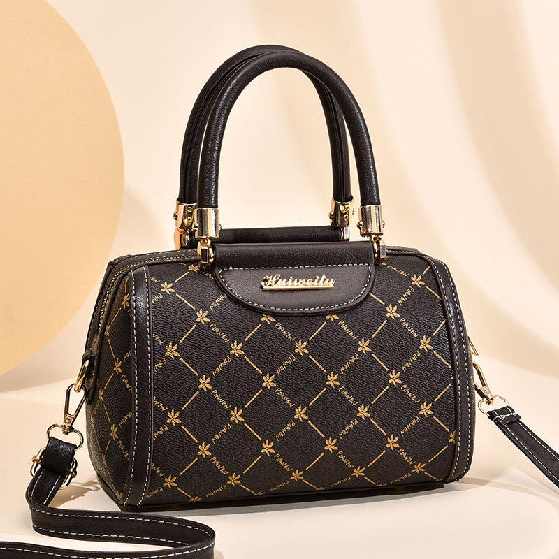 Plaid Pattern Classic Shoulder Bag with Zipper Portable Handle