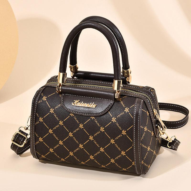 Plaid Pattern Classic Shoulder Bag with Zipper Portable Handle