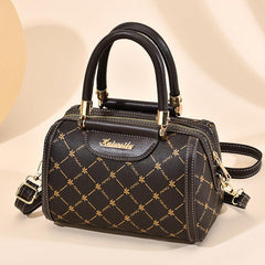 Plaid Pattern Classic Shoulder Bag with Zipper Portable Handle