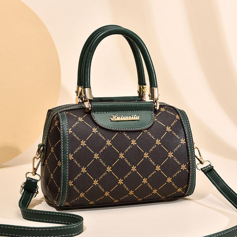 Plaid Pattern Classic Shoulder Bag with Zipper Portable Handle