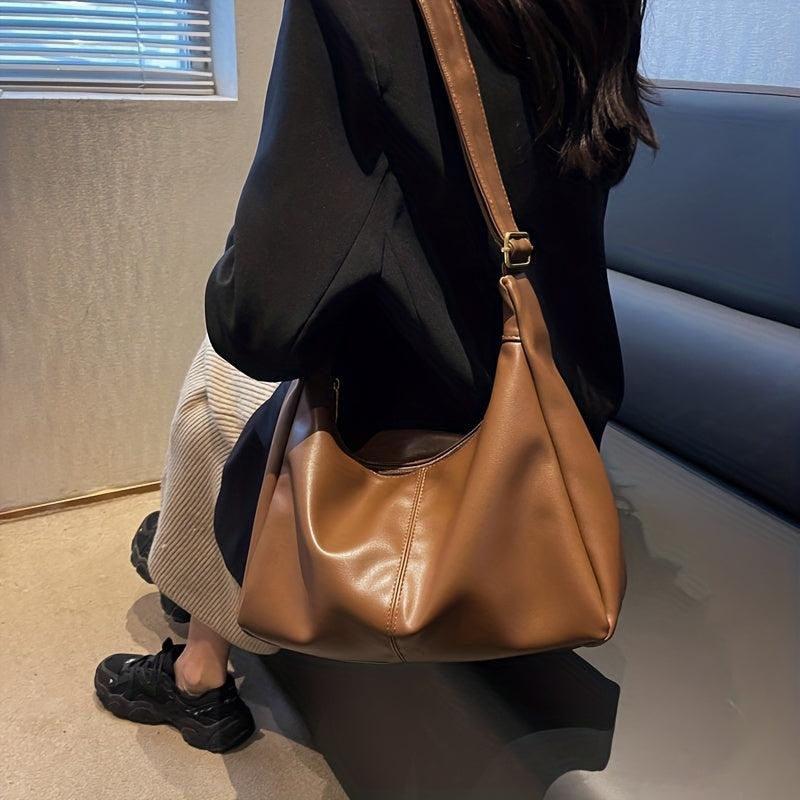 Women's Minimalist Hobo Shoulder Bag Zipper All Match Underarm Bag