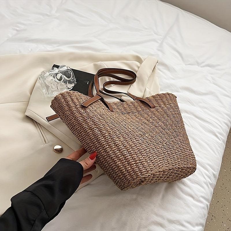 Casual Straw Shoulder Bag Tote Beach Handbag
