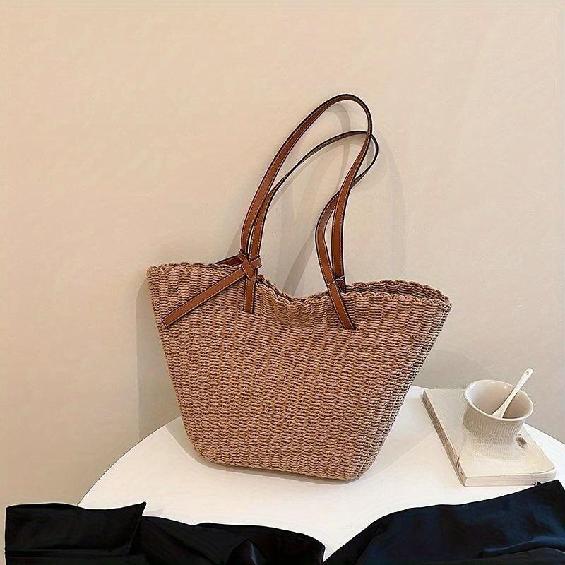 Casual Straw Shoulder Bag Tote Beach Handbag