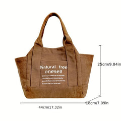 Women's Letter Print Canvas Bag Shoulder Bag for Work
