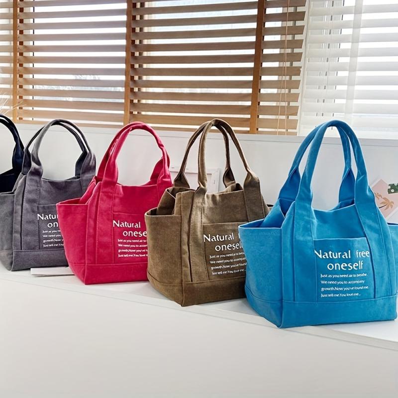 Women's Letter Print Canvas Bag Shoulder Bag for Work