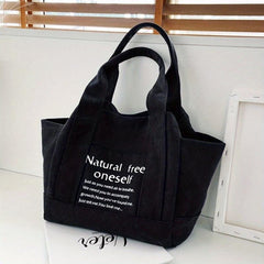 Women's Letter Print Canvas Bag Shoulder Bag for Work