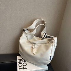 Solid Hobo Canvas Zipper Shoulder Bag for School