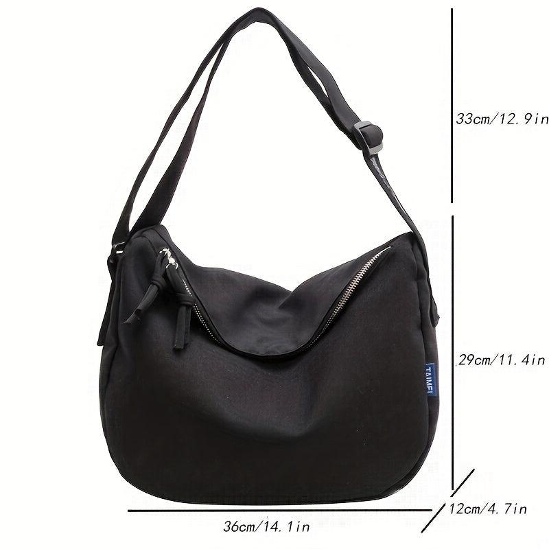 Solid Hobo Canvas Zipper Shoulder Bag for School
