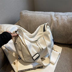 Solid Hobo Canvas Zipper Shoulder Bag for School