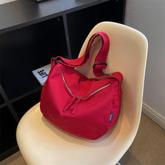 Solid Hobo Canvas Zipper Shoulder Bag for School