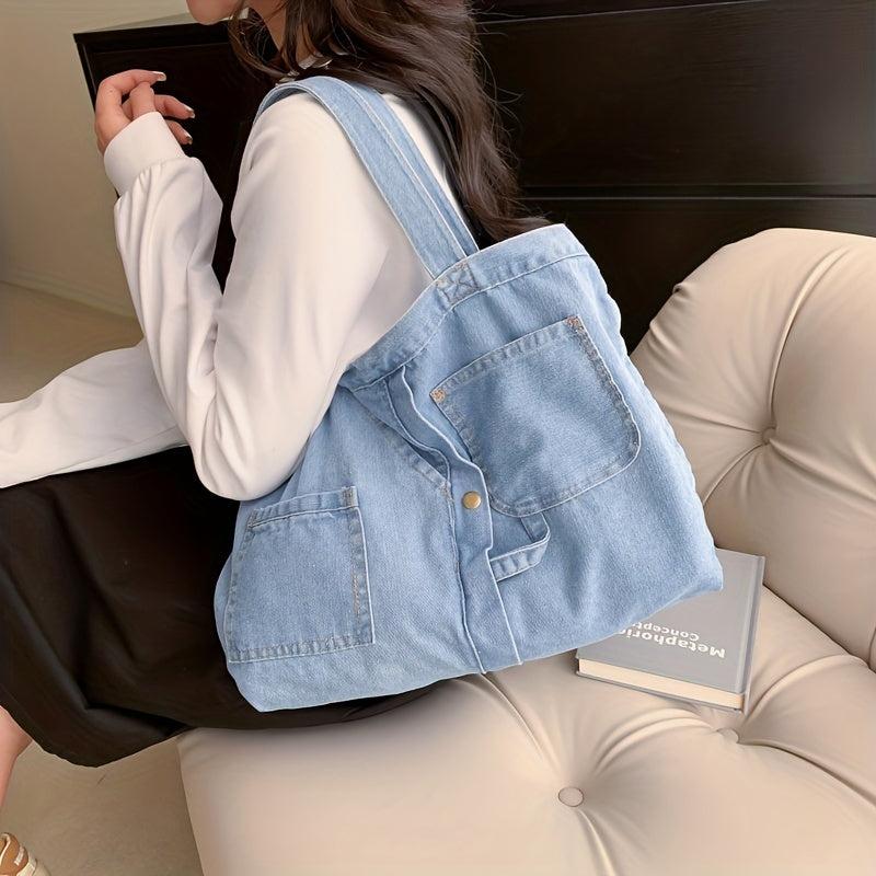Women's Stylish Denim Shoulder Bag Large Capacity Tote Bag