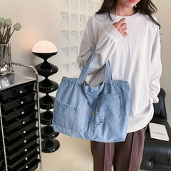 Women's Stylish Denim Shoulder Bag Large Capacity Tote Bag