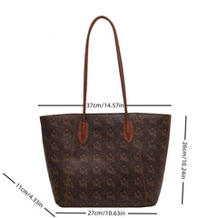 Vintage Cartoon Bear Print Tote Bag Large Capacity Classic Shoulder Bag