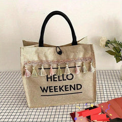 Women's All Match Tote Satchel Bag Large Capacity Shoulder Bag with Tassel