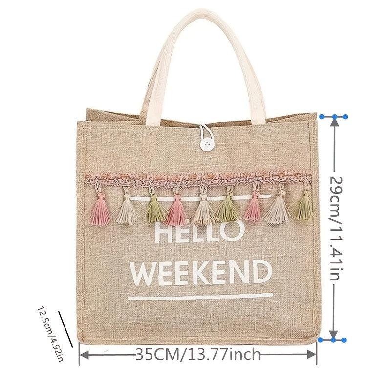 Women's All Match Tote Satchel Bag Large Capacity Shoulder Bag with Tassel
