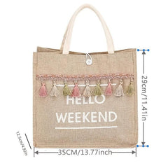 Women's All Match Tote Satchel Bag Large Capacity Shoulder Bag with Tassel