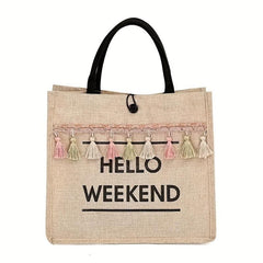 Women's All Match Tote Satchel Bag Large Capacity Shoulder Bag with Tassel
