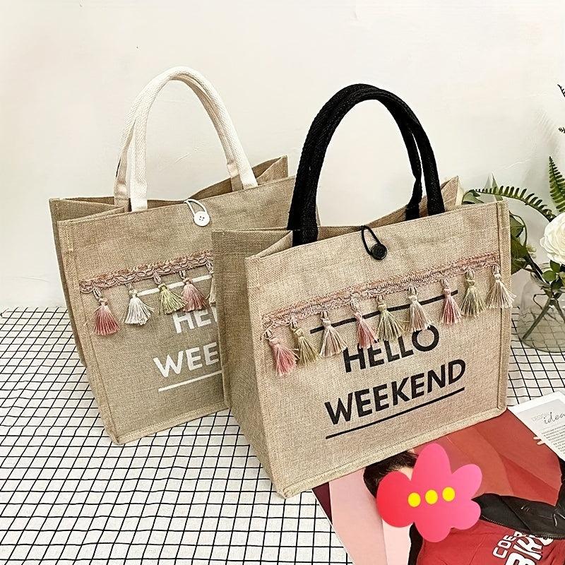 Women's All Match Tote Satchel Bag Large Capacity Shoulder Bag with Tassel