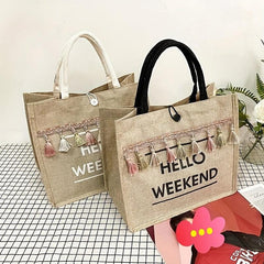 Women's All Match Tote Satchel Bag Large Capacity Shoulder Bag with Tassel