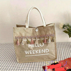 Women's All Match Tote Satchel Bag Large Capacity Shoulder Bag with Tassel