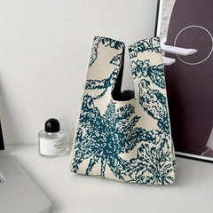 Coconut Tree Pattern Crochet Bag Knitted Tote Handbag For Women