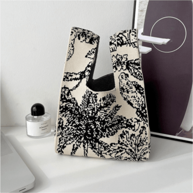 Coconut Tree Pattern Crochet Bag Knitted Tote Handbag For Women