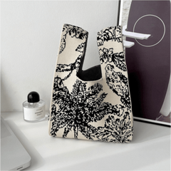 Coconut Tree Pattern Crochet Bag Knitted Tote Handbag For Women